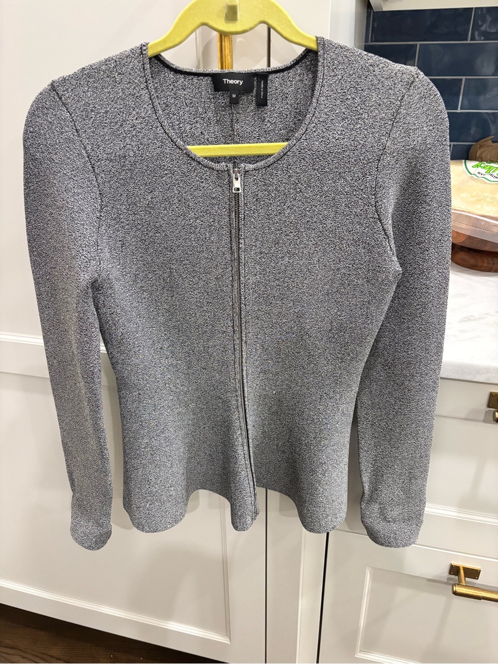 Theory Gray Zip-Front peplum jacket